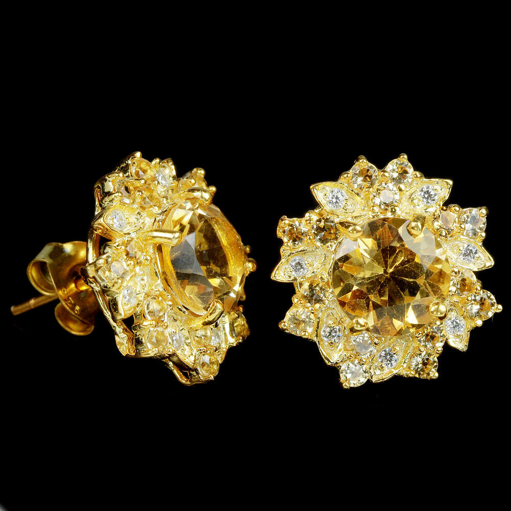 thumbnail image 2 of Natural Citrine Stud Earrings – 6mm Square, 925 Sterling Silver, Handmade Jewelry 2 of 5