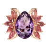 Natural Amethyst & Tourmaline Rose Gold on Sterling Silver Earrings & Ring 7.5 - Image 5