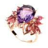 Natural Amethyst & Tourmaline Rose Gold on Sterling Silver Earrings & Ring 7.5 - Image 7