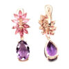 Natural Amethyst & Tourmaline Rose Gold on Sterling Silver Earrings & Ring 7.5 - Image 4